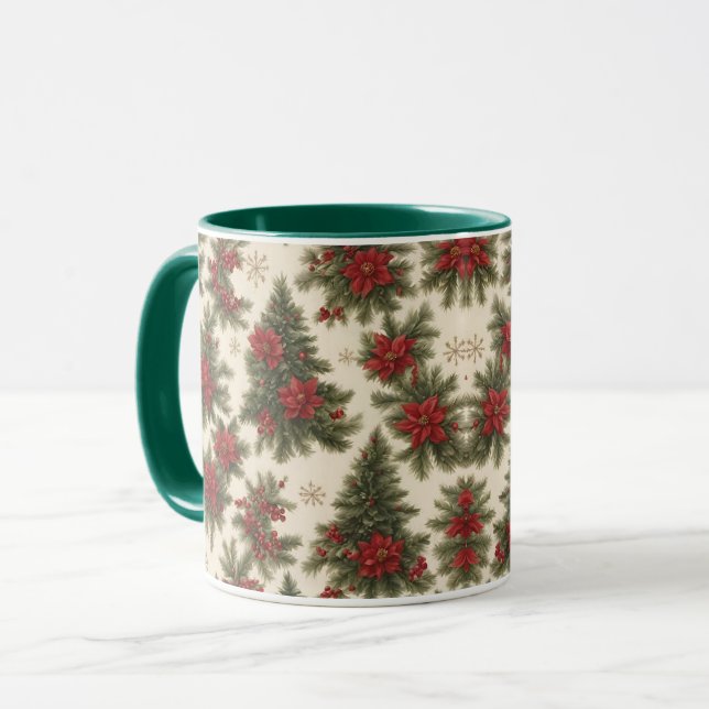 Mug à feuillage persistant de charme de Noël (Devant gauche)
