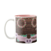 Mug à fleurs en bois rustique pour cadeau mariage