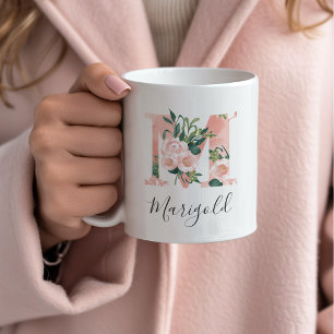 Mug à initiales aquarelle florale - M