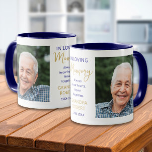 Mug À la mémoire affectueuse 2 Photo Bleue et Or Mémor