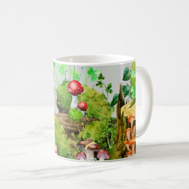 Mug à l'aquarelle Forêt Champignons Plante Vert (Devant droit)