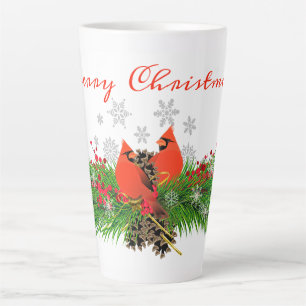 Mug à latte Cardinal de Noël et verdure