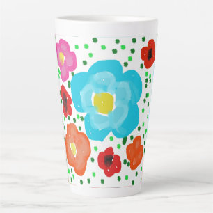 Mug à latte en céramique floral abstrait lumineux