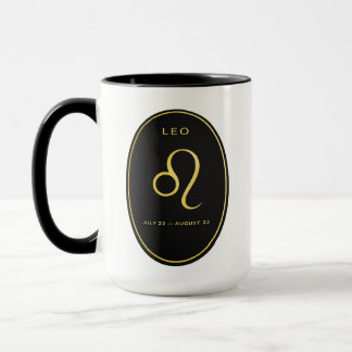 Mug à l'emblème ovale doré du zodiaque de Leo | As