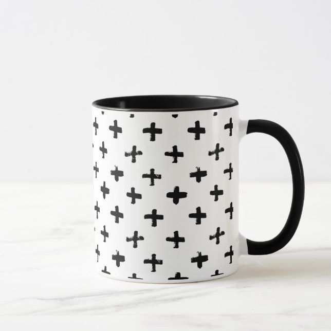 Mug À l'encre noire chargez le motif croisé (Droite)