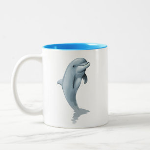 Mug à l'initiale turquoise et dauphin mignon moder