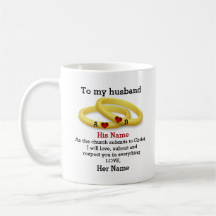 Mug À mon mari pour lui mariage couple anneau monogram