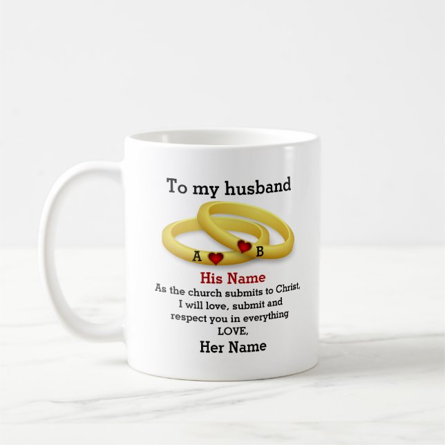 Mug À mon mari pour lui mariage couple anneau monogram (Gauche)