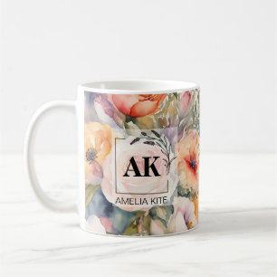 Mug à monogramme floral élégant – Cadeau de mariag