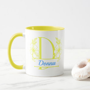 Mug à monogramme floral personnalisé Lettre D - Su