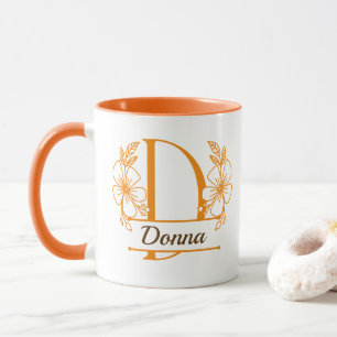Mug à monogramme floral personnalisé Lettre D - Su