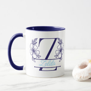 Mug à monogramme floral personnalisé Lettre Z - Su
