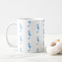 Mug à motif côtier Cheval marin bleu
