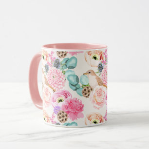 Mug à motifs floraux féminins