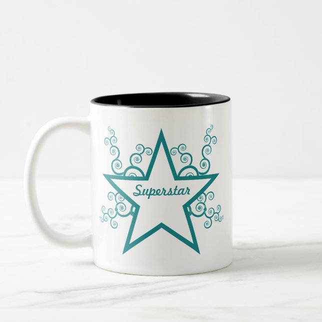 Mug à perles de superstar, Turquoise (Gauche)
