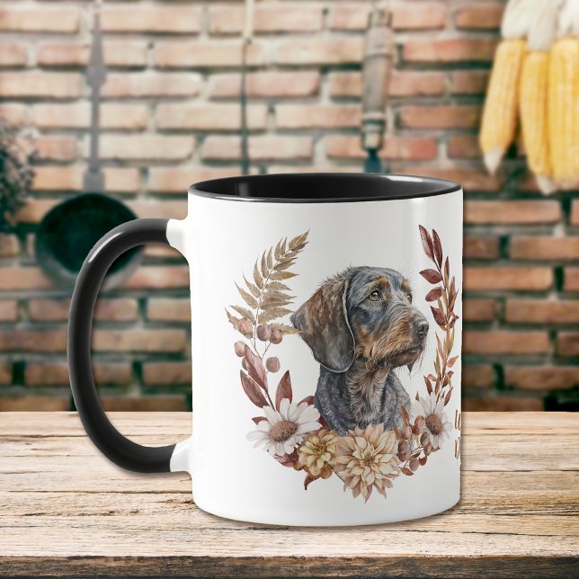 Mug À poils durs Dachshund Dog Automne Wreath (Créateur téléchargé)