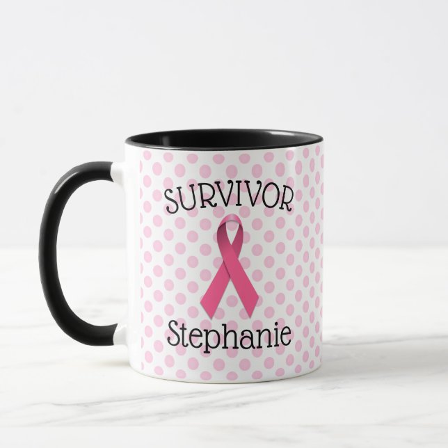 Mug à ruban pour survivants du cancer rose (Gauche)