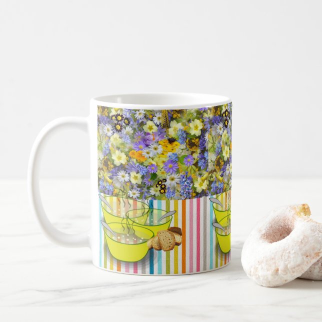 Mug à soupe à rayures florales (Avec donut)