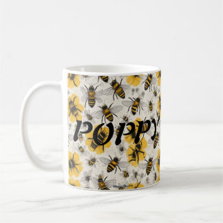Mug à thème d'abeilles avec design de pavot