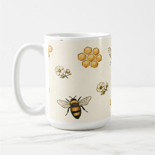 Mug Abeilles à Miel et Motif Sans Couture de Rayon de