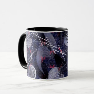 Mug Abréviation géométrique bleue et rouge.