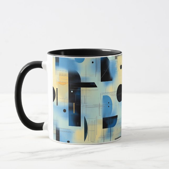 Mug Abstract painted composition in blue and yellow (Gauche)