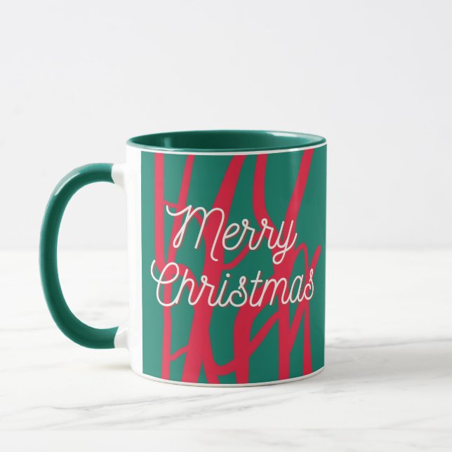 Mug Abstract Red Green Personalized Merry Christmas (Gauche)