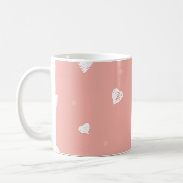 Mug Abstract seamless pattern with hand drawing hearts (Gauche)