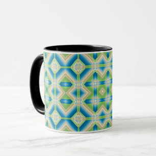 Mug Abstraction formes géométriques bleu vert elem bla