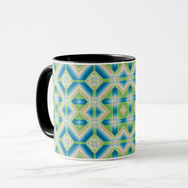 Mug Abstraction formes géométriques bleu vert elem bla (Devant gauche)