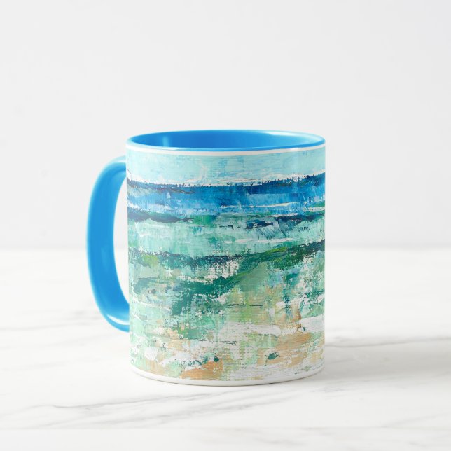 Mug Abstrait Beach Turquoise Art (Devant gauche)
