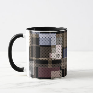 Mug Abstrait, beige, noir, carreaux