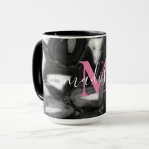 Abstrait Black White agates script de code monogra