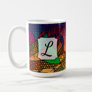 Mug Abstrait coloré avec Textures, Motifs et Monogramm
