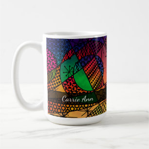 Mug Abstrait coloré avec Textures, Motifs et Nom
