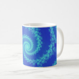 Mug Abstrait cyan bleu spiral fractal