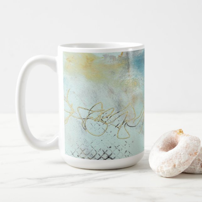 Mug Abstrait dans la cire froide et les huiles (Avec donut)