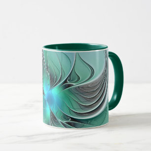 Mug Abstrait De Bleu, Art Fractal Moderne
