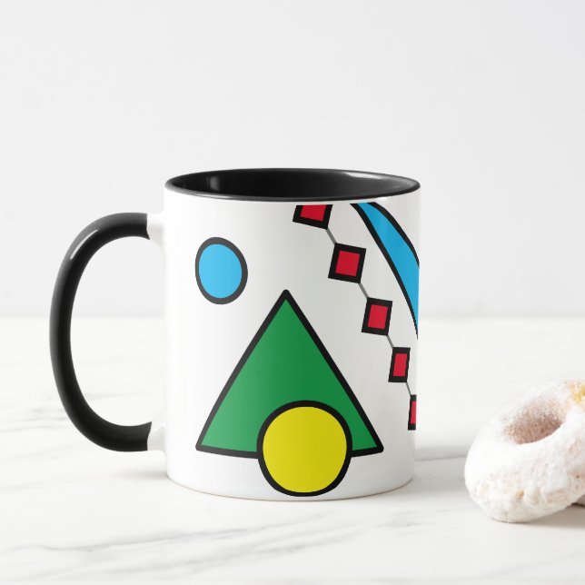Mug [Abstrait géométrique #1] Gras Couleurs primaires  (Avec donut)