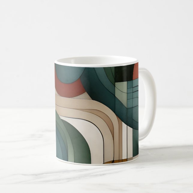 Mug Abstrait géométrique sophistiqué - Tons de Terre (Devant droit)