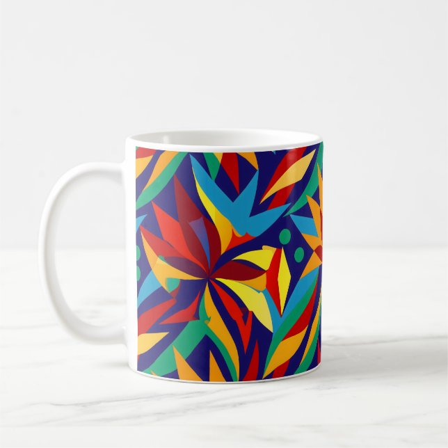 Mug Abstrait Géométrique Tropical Multicolore Vibrant  (Gauche)