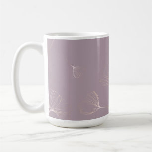 Mug Abstrait Ginkgo Biloba Rose Botanique Or
