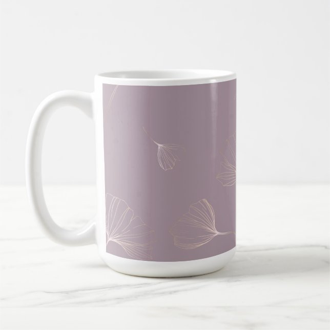 Mug Abstrait Ginkgo Biloba Rose Botanique Or (Gauche)