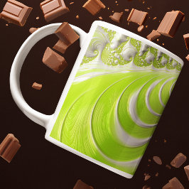 Mug Abstrait Moderne Lime Green Spiral Fractal