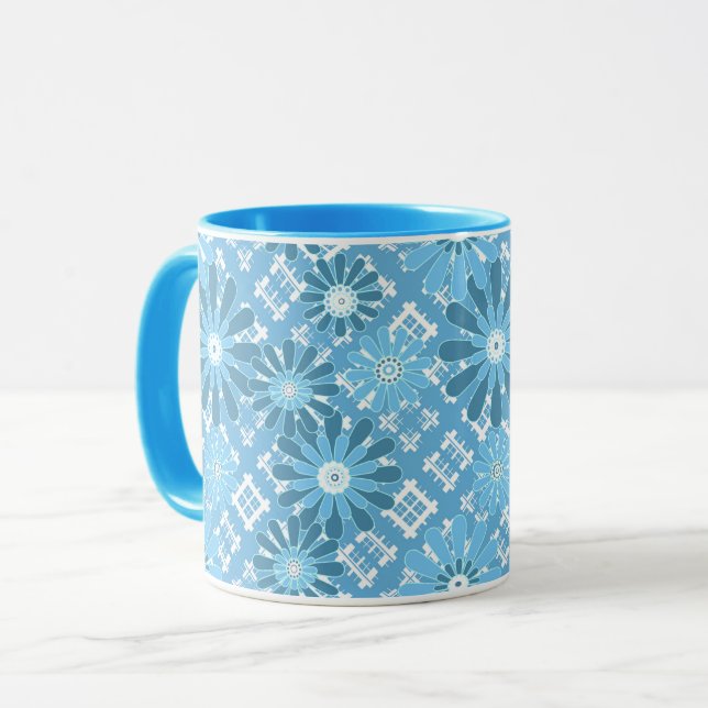 Mug Abstrait moderne sans couture à damiers plaid bl f (Devant gauche)