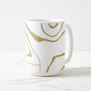Mug Abstrait moderne tourbillon de liquide Or blanc