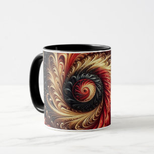 Mug Abstrait Moderne Tourbillonnant Rouge, Noir et Or
