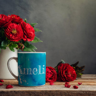 Mug Abstrait motif d'aquarelle bleue