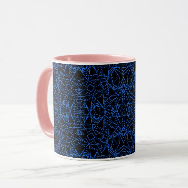 Mug Abstrait noir lignes de filet d'araignée moderne b (Devant gauche)