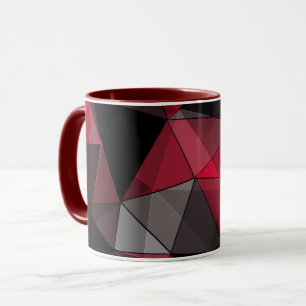 Mug Abstrait Noir, rouge, gris géométrique.